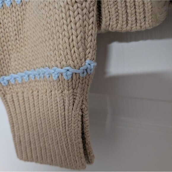 NEW Madewell Stripe Textured Cotton Crewneck Sweater Size XXL Beige Cozy NS655 - Picture 8 of 11